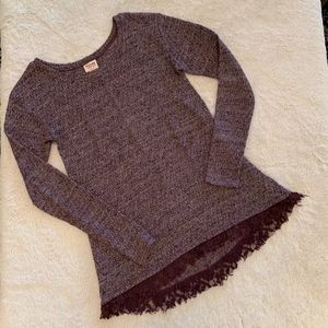 Mossimo Maroon Fringe Sweater Top XS